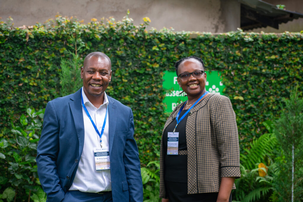 Dr. Philip Osano (SEI) and Dr. Caroline Ouko (CETRAD) at WEF Nexus training workshop Photo: Nyatichi Beverline / CETRAD